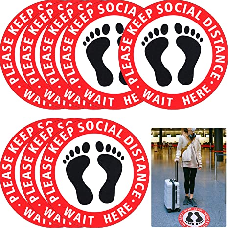 7 Inch Social Safe Distancing Floor Signs Adhesive 6ft Distance Floor Sign Markers Removable Floor Decals Stickers for Home Office Store (12)