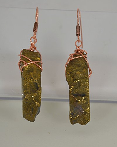 Copper and Golden Titanium overlay Agate Earrings