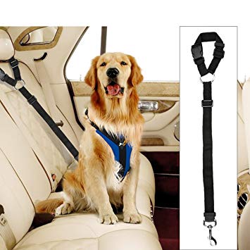 Docamor Adjustable Pet Dog Cat Car Seat Belt Strap Restraint Safety Leads Vehicle Seatbelt Harness Nylon Fabric Elastic Durable Belt for Car