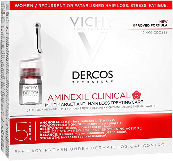 VICHY Dercos Aminexil Clinical 5 Women Hair Loss Prevention Care 12 Monodoses