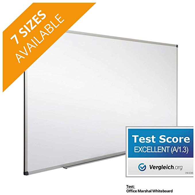 Office Marshal Professional Magnetic Dry Erase Board | White Board | Test Score: Excellent (A/1.3) - 48" x 36"