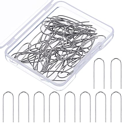 Tatuo 60 Pieces High Temperature Nichrome Wire Jump Rings, U Hanger Hooks for Pendant, Ceramic Ornaments, Fusing in Glass, 21 Gauge with a Plastic Storage Box