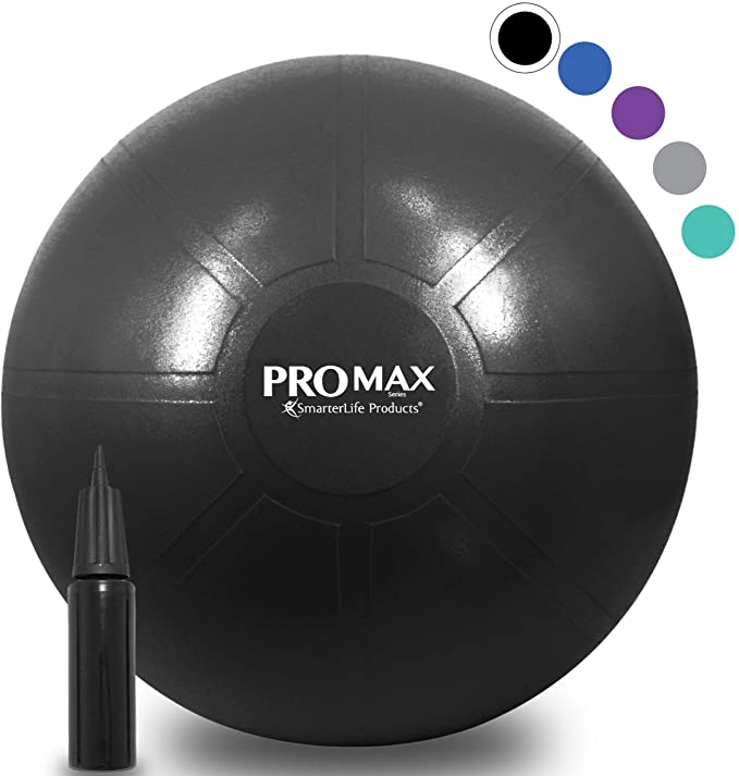 SmarterLife PRO MAX Exercise Ball - Professional Grade Extra Thick Yoga Ball for Balance, Stability, Fitness, Pilates, Birthing, Therapy, Office Ball Chair, Classroom Flexible Seating