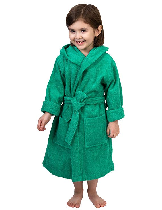 TowelSelections Girls Robe, Kids Hooded Cotton Terry Bathrobe, Made in Turkey