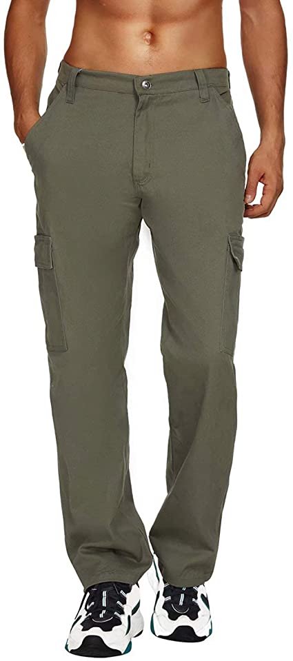 KESSER Cargo Pants for Men, Men’s Work Pants with Pocket for Hiking Tactical Flat-Front Chino Pants