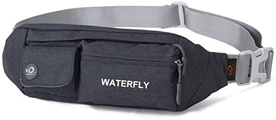 Waterfly Fanny Pack Slim Soft Polyester Water Resistant Waist Bag Pack for Man Women Carrying All Phones