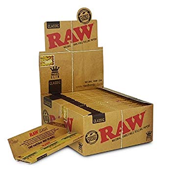 Raw Slim Fabric Rolling Paper, Brown, King, Box of 50