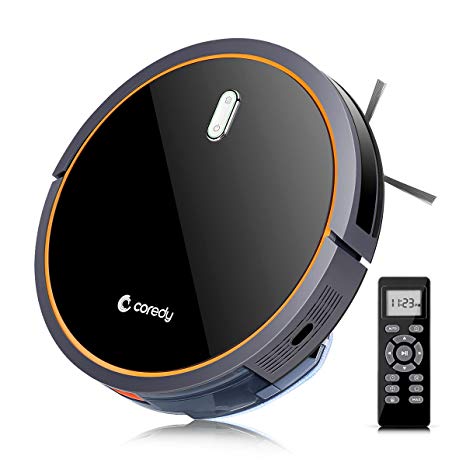 Coredy Robot Vacuum Cleaner, Robotic Vacuum with Mop and Water Tank, High Suction Vacuuming to Medium-Pile Carpets, Wet/Dry Mopping Hard Floor, Filter for Pet, Self-Charging, Daily Schedule Cleaning