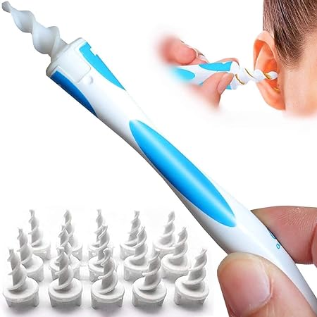 Q Grips Earwax Remover - Spiral Ear Wax Removal Tool, Reusable Earwax Removal Kit Safe Ear Cleaner with 16 Pcs Soft and Flexible Replaceme