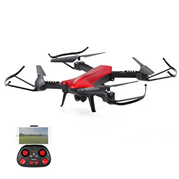 Physport Foldable RC Drone 2.4GHz 6-Axis Gyro Quadcopter with Camera Wifi FPV APP Control Altitude Hold headless Mode (Red)