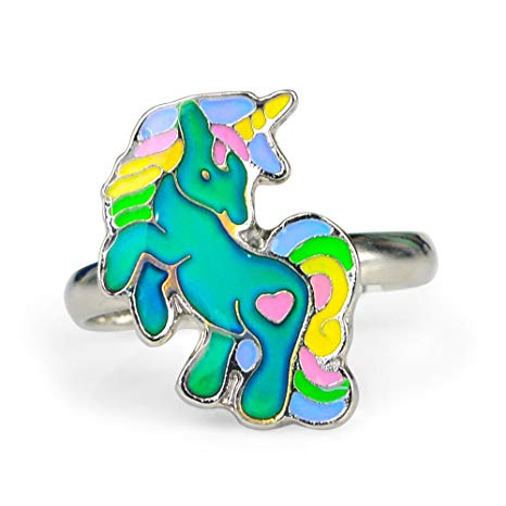 Fun Jewels Cute Fairy Tale Unicorn Kids Color Change Mood Ring For Girls Size Adjustable