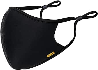 DEWALT Breathable Cloth Face Masks — Adjustable Earloops and Removable Neckstrap — Black — 2-Pack