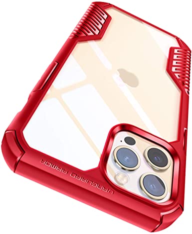 MOBOSI Vanguard Armor Compatible with iPhone 12 Case/iPhone 12 Pro Case, Clear Hard PC Shock-Absorbing Slim Rugged Protective Phone Cover Case 6.1 Inch 2020 (Red)