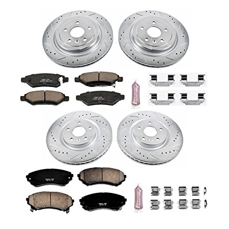 Power Stop K4135 Front and Rear Z23 Evolution Brake Kit with Drilled/Slotted Rotors and Ceramic Brake Pads