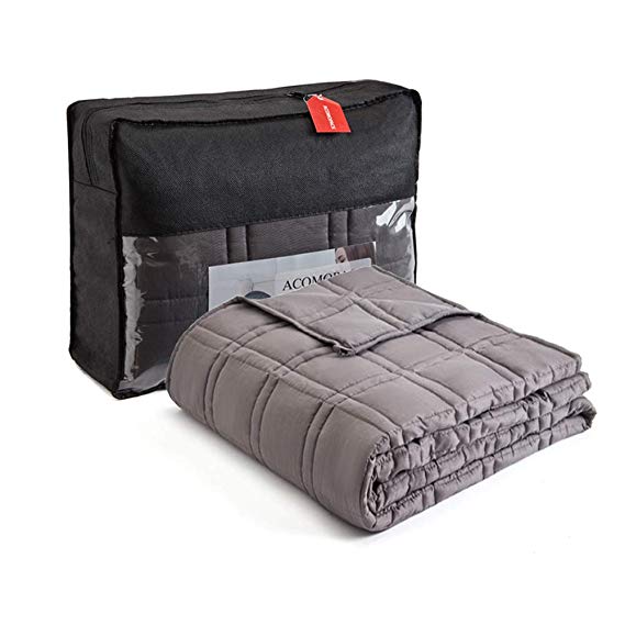 ACOMOPACK Weighted Blanket 20 lbs 60''x 80'' inch for Queen Size Bed Weighted Blanket Adult Men Women with Glass Bead Weight Fillers Double-line Square Quilting 7 Layers