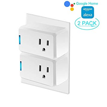 Wi-Fi Smart Plug, M.Way Smart Switch Outlet Socket Cellphone Wireless Remote Control From Anywhere, Works with Amazon Alexa, No Hub Required, with Timer Function For Most Household Appliances（2PC)