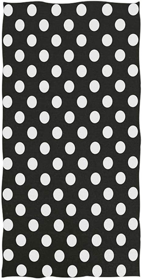 Naanle Cute Polka Dot Pattern Soft Absorbent Guest Hand Towels for Bathroom, Hotel, Gym and Spa (16 x 30 Inches,Black White)