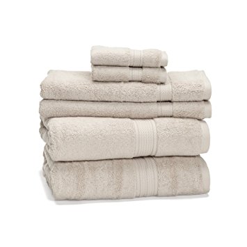 900 Gram 6-Piece Long Staple Cotton Towel Set - Heavy Weight & Absorbent by ExceptionalSheets, Stone