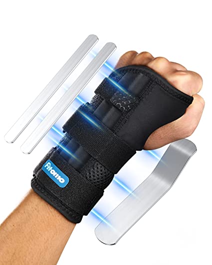 Fitomo Carpal Tunnel Wrist Brace Night Support with 3 Metal Splints and Soft Thumb Opening for Sleeping, Adjustable Wrist Support Hand Brace for Tendonitis Arthritis Sprains, 1 Unit, Left Hand