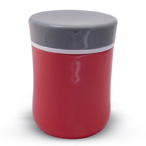 Stainless Steel Insulated Food Lunch Jar, Wide Mouth, Vacuum Keeps Food Hot or Cold 380ml, Red