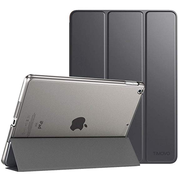 TiMOVO Case for New iPad 7th Generation 10.2" 2019, Slim Translucent Frosted Back Protective Cover Shell with Auto Wake/Sleep, Smart Case Fit iPad 10.2-inch Retina Display - Space Gray