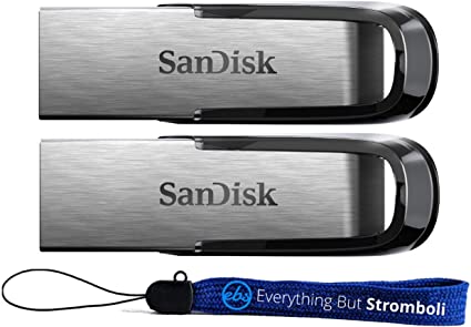 SanDisk 512GB Ultra Flair USB 3.0 Flash Drive (Bulk 2 Pack) High Speed Memory Pen Drive (SDCZ73-512G-G46) Bundle with (1) Everything But Stromboli Lanyard