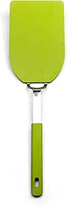 RSVP International Kitchen Tool Collection Flexible Nylon Spatula, Stainless Steel Handle, 13.5x3.75", Green