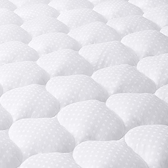 JUEYINGBAILI Mattress Pad King Mattress Topper - Quilted Fitted Cooling King Mattress Pads - Overfilled with Breathable Snow Down Alternative Filling
