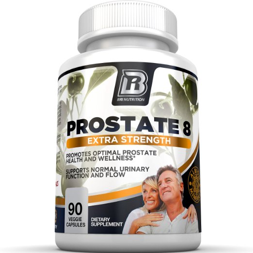 BRI Prostate8 - Natural Prostate Health Formula - Pure and Potent Urinary Function Supplement - 90 count Vegetarian Capsules - With Vitamins and Minerals