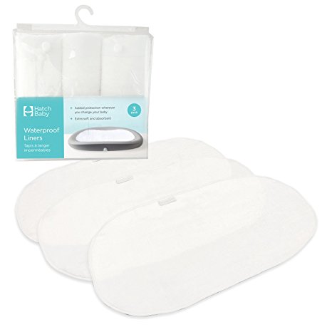 Hatch Baby Waterproof Changing Pad Liners, White, 3 Count