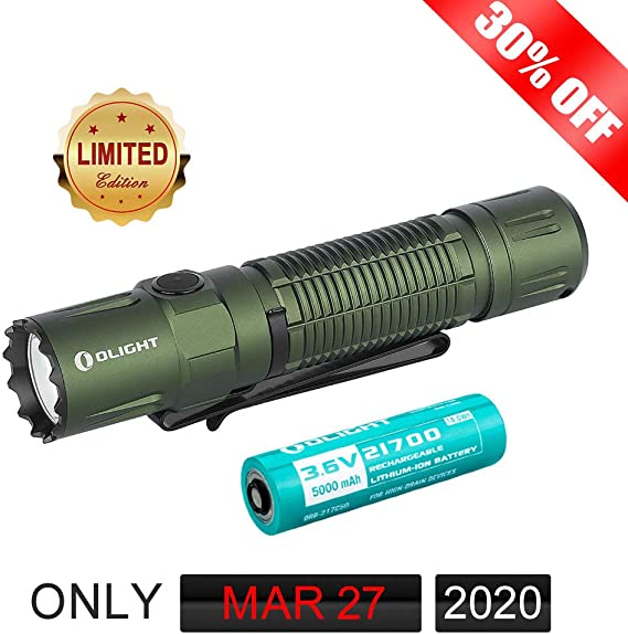 OLIGHT M2R Pro Warrior 1800 Lumens USB Magnetic Rechargeable Dual Switches Tactical Flashlight with 300 Meters Throw, Powered by 5000mAh 21700 Battery