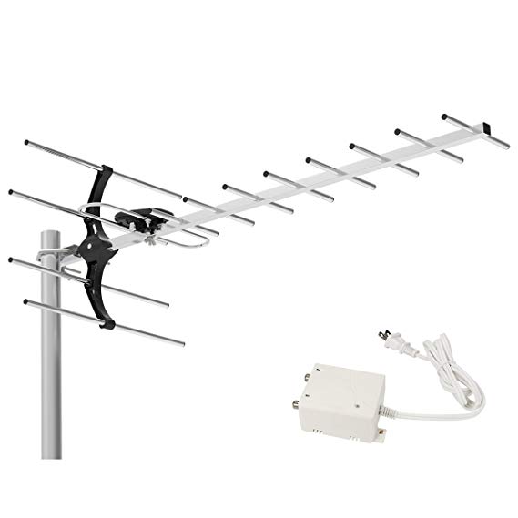 1byone 80 Miles Digital Amplified Outdoor/Roof HDTV Antenna with Power Supply Box, Extremely High Performance for UHF Band