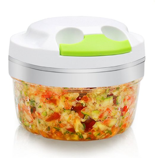Dishwasher Safe Food Chopper With 3 Blades and Manual Pulling Mechanism. Hand Held Food Processor Can Be Used as a Food Storage Container. Easy to Clean & Easy to Store Mincer by Dutis Kitchenware