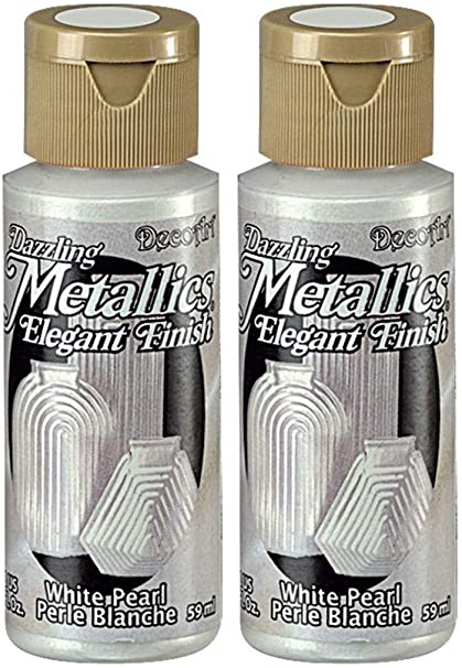2-Pack - DecoArt Dazzling Metallics Acrylic Colors - White Pearl, 2-Ounces Each