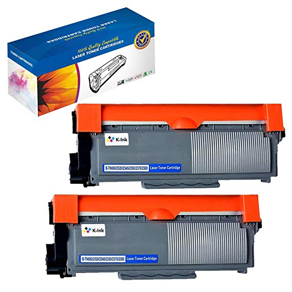 K-Ink Compatible Toner Cartridge Replacement for Brother TN660 TN-660 TN630 TN-630 High Yield (2 Black)