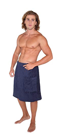 Arus Men's Organic Turkish Cotton Adjustable Closure Spa Shower and Bath Wrap