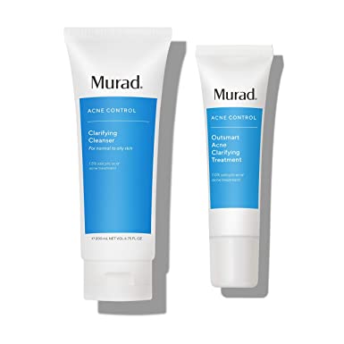 Murad Acne Control Outsmart Acne Clarifying Treatment Serum (1.7 Fl Oz) and Clarifying Cleanser with Salicylic Acid (6.75 Fl Oz) - Gentle Exfoliating Acne Treatment for Face, Prevents Future Breakouts