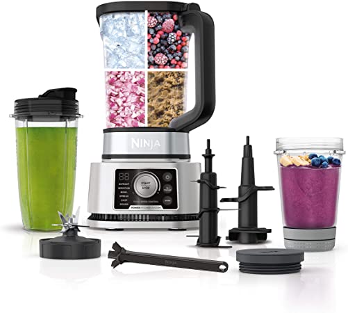 Ninja SS351 Foodi Power Pitcher System, Smoothie Bowl Maker, 4in1 Blender   Food Processor, Single Serve Blender 1400WP smartTORQUE 6 Auto-iQ Presets