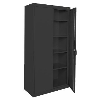 Sandusky Lee CA41361872-09, Welded Steel Classic Storage Cabinet, 4 Adjustable Shelves, Locking Swing-Out Doors, 72" Height x 36" Width x 18" Depth, Black