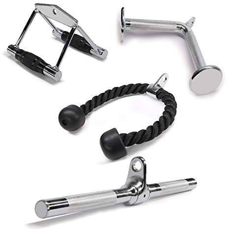Yes4All LAT Machine Accessory Pull Down (Option): Tricep Rope, Single D-Handle, V-Shaped Bar & Rotating Straight Bar