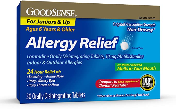 GoodSense Loratadine Orally Disintegrating Tablets, 10 mg, Antihistamine, 24-Hour Allergy Medicine, 30 Count