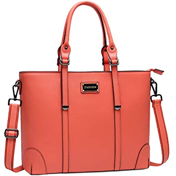 Laptop Tote Bag,Professional Business Computer Briefcase with Long Crossbody Strap Fits 15.6 Inch Laptop for Work(SZW-Coral)