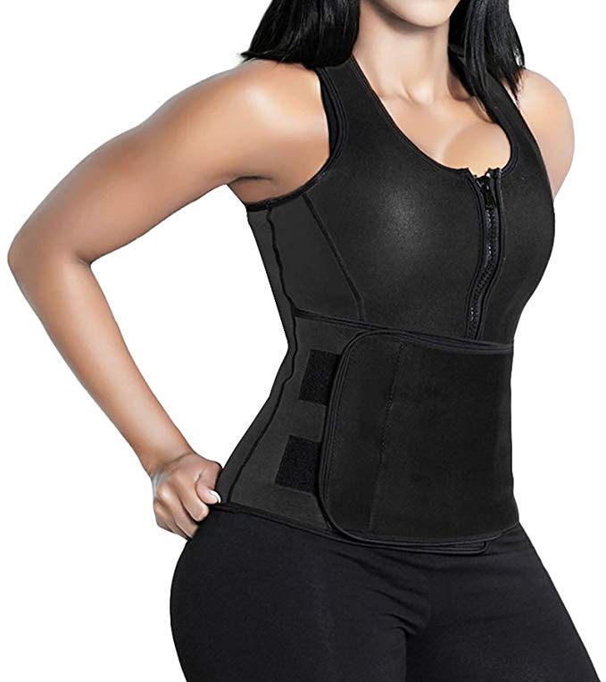 Camellias Women Neoprene Hot Sweat Sauna Suit Waist Trainer Vest Adjustable Waist Trimmer Belt Weight Loss Tank Top