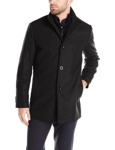 Kenneth Cole New York Mens Wool-Blend Coat with Bib