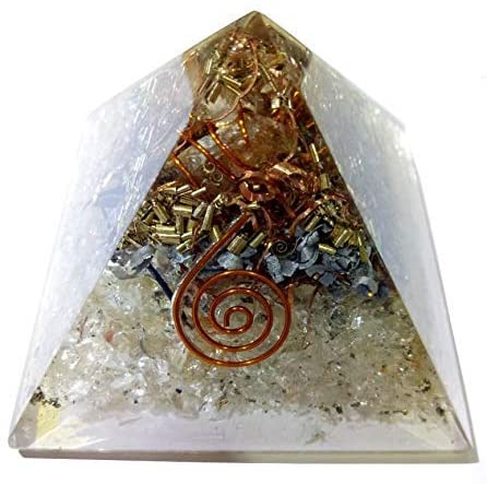 Phenacite Phenakite Crystal Orgone Pyramid 70mm Crystal Pyrite Metal Copper