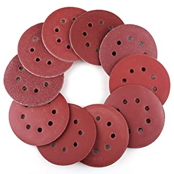 VASLON 150-piece Sandpaper Set – 5 Inch 8 Holes Sanding Discs 10 Different Grades Including 60, 80, 100, 120, 150, 180, 240, 320, 400, 600 Grits for Random Orbital Sander (150PCS)