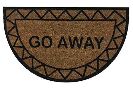 Half Moon "Go Away" Doormat by Castle Mats, Size 18 x 30 inches, Non-Slip, Durable, Made Using Odor-Free Natural Fibers
