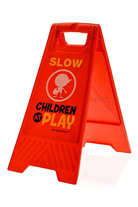 Children at Play Slow Sign for Yards and Driveways (Double-Sided, Red) - "Slow, Children at Play"