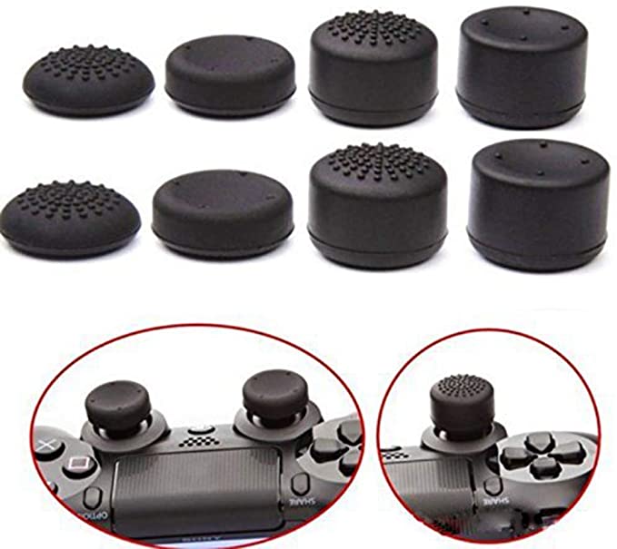 Pack of 8 pcs Analog Controller Gamepad Raised Antislip Thumb Stick Grips Thumbsticks Joystick Cap Cover for PS4, PS3, Switch Pro, Xbox one, Xbox 360, Wii U, PS2 Controller (Black)