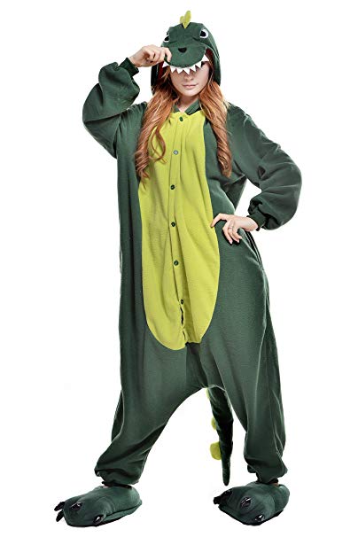 NEWCOSPLAY Green Dinosaur Costume Sleepsuit Adult Onesies Pajamas